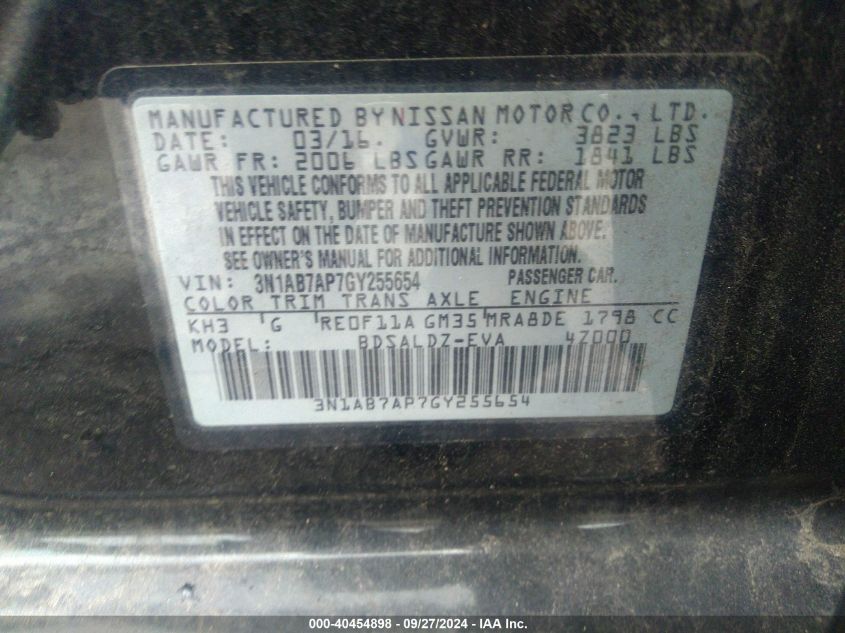 3N1AB7AP7GY255654 2016 Nissan Sentra Sv