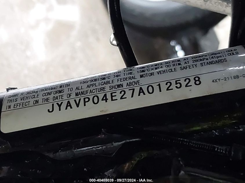 JYAVP04E27A012528 2007 Yamaha Xvz13 Tf