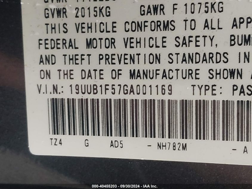 19UUB1F57GA001169 2016 Acura Tlx Tech