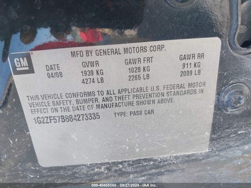 1G2ZF57B884273335 2008 Pontiac G6 Value Leader