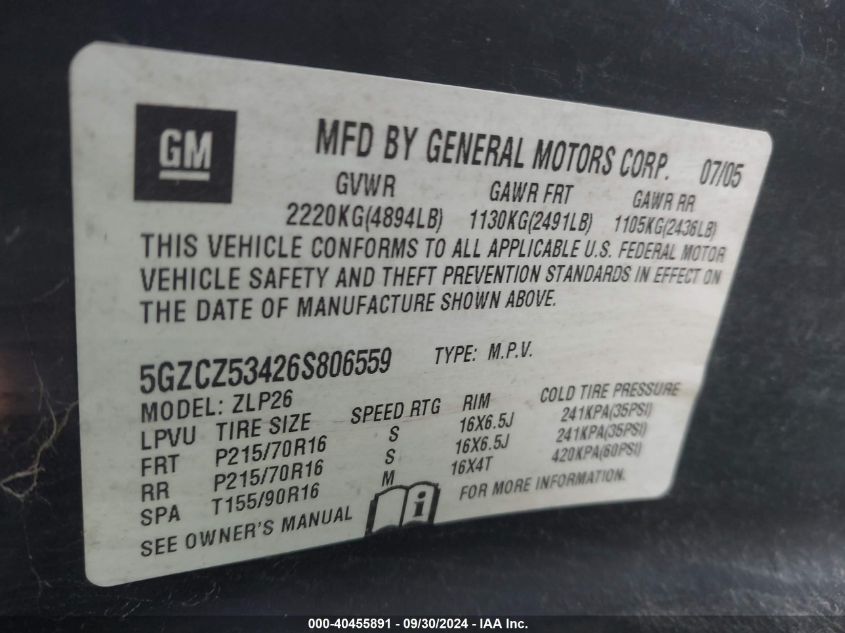 5GZCZ53426S806559 2006 Saturn Vue V6