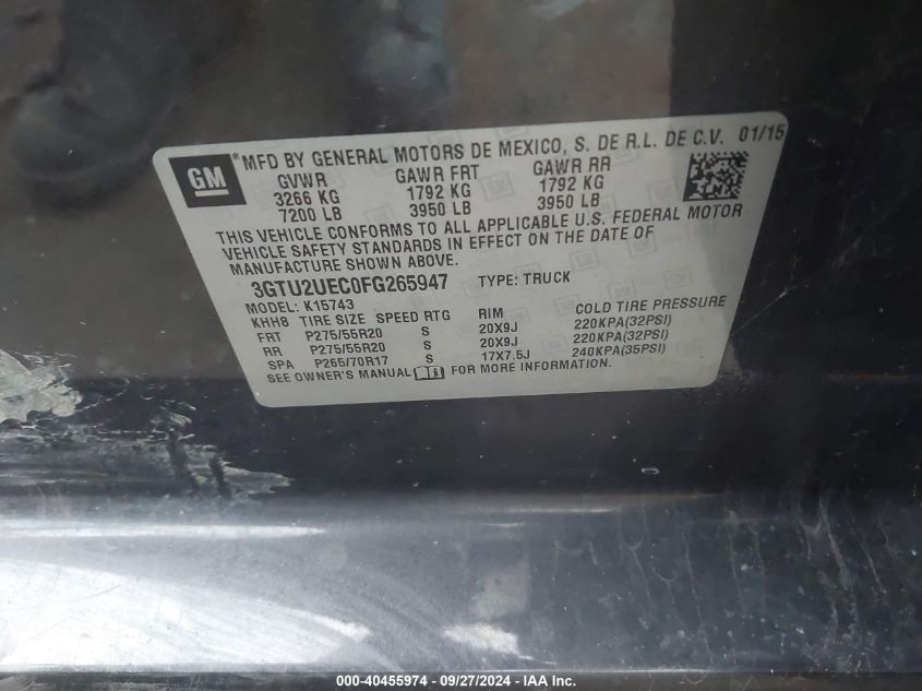 3GTU2UEC0FG265947 2015 GMC Sierra 1500 Sle