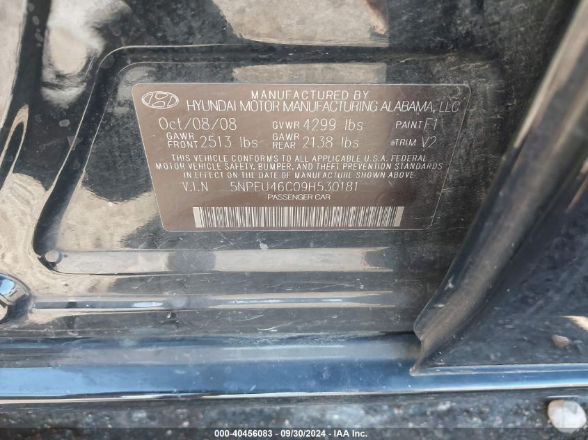 5NPEU46C09H530181 2009 Hyundai Sonata Limited