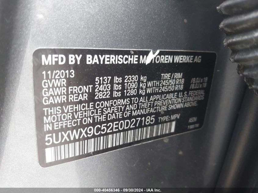 5UXWX9C52E0D27185 2014 BMW X3 xDrive28I