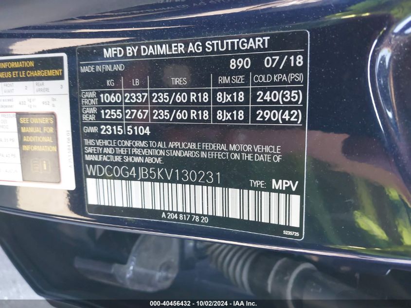 WDC0G4JB5KV130231 2019 Mercedes-Benz Glc 300