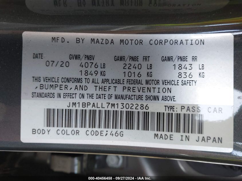 JM1BPALL7M1302286 2021 Mazda Mazda3 Preferred