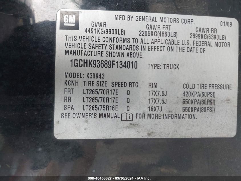 1GCHK93689F134010 2009 Chevrolet Silverado 3500Hd Ltz