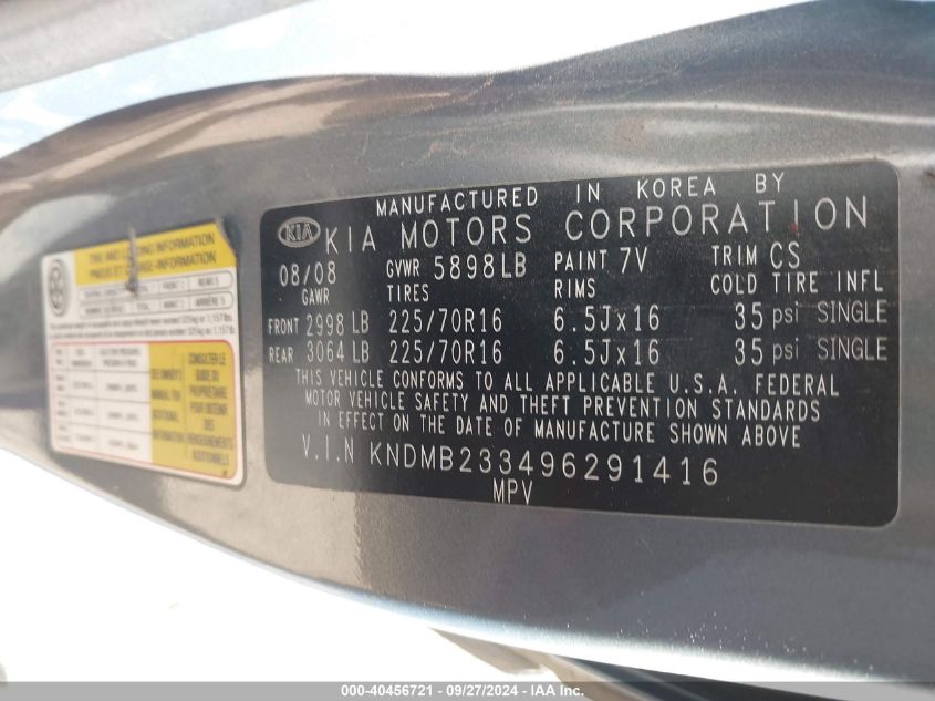 KNDMB233496291416 2009 Kia Sedona Lx