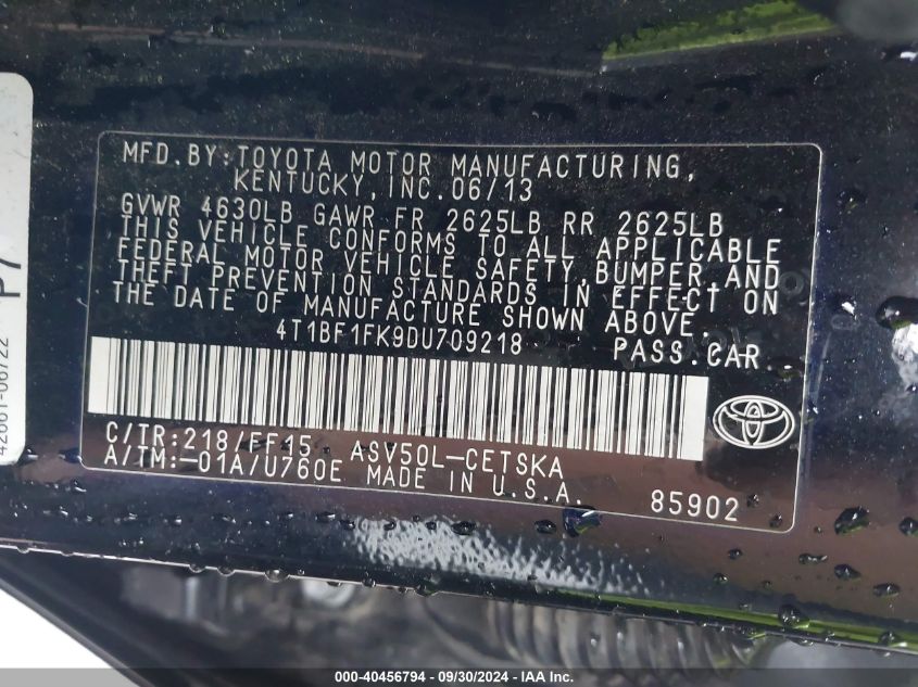 4T1BF1FK9DU709218 2013 Toyota Camry Se