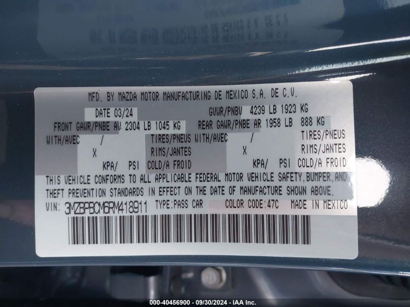 3MZBPBCM6RM418911 2024 Mazda 3 Preferred