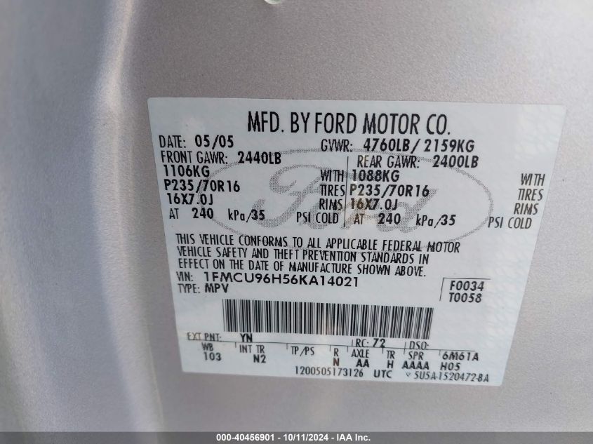 1FMCU96H56KA14021 2006 Ford Escape Hybrid