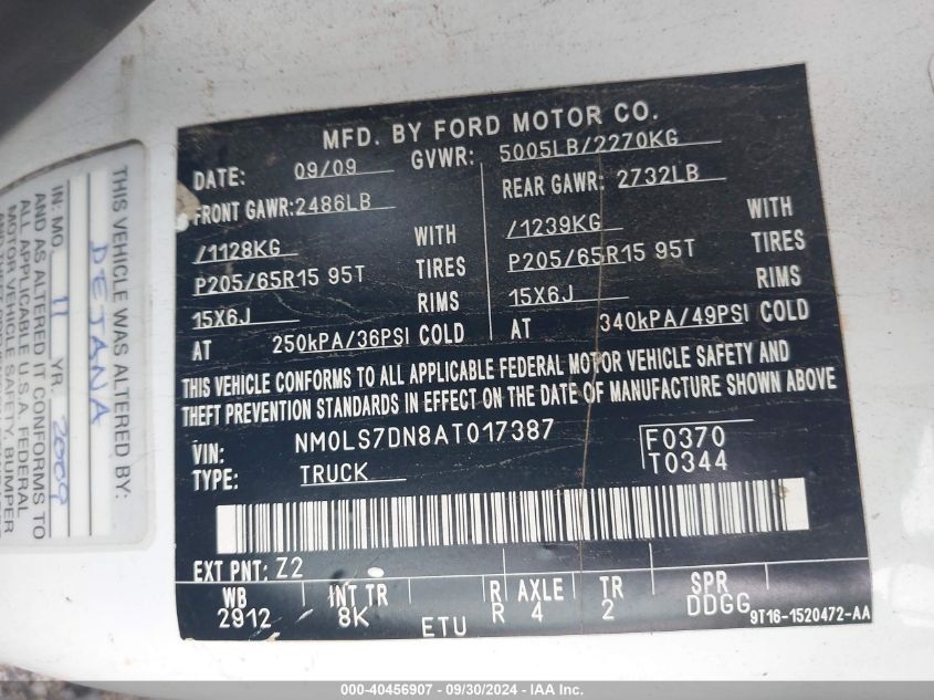 NM0LS7DN8AT017387 2010 Ford Transit Connect Xlt