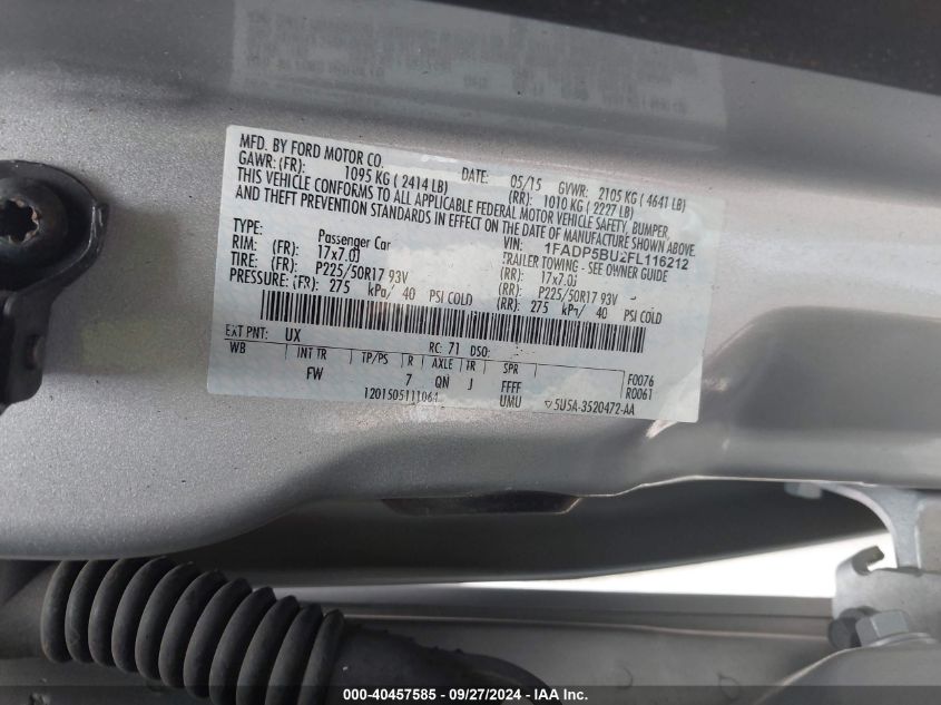 1FADP5BU2FL116212 2015 Ford C-Max Hybrid Sel