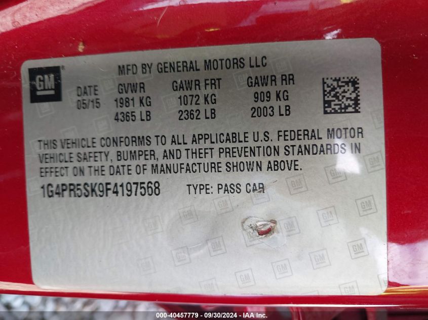 1G4PR5SK9F4197568 2015 Buick Verano Convenience