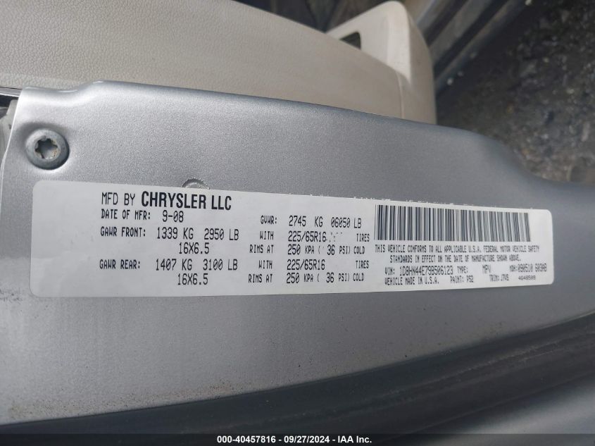 2009 Dodge Grand Caravan Se VIN: 1D8HN44E79B506123 Lot: 40457816