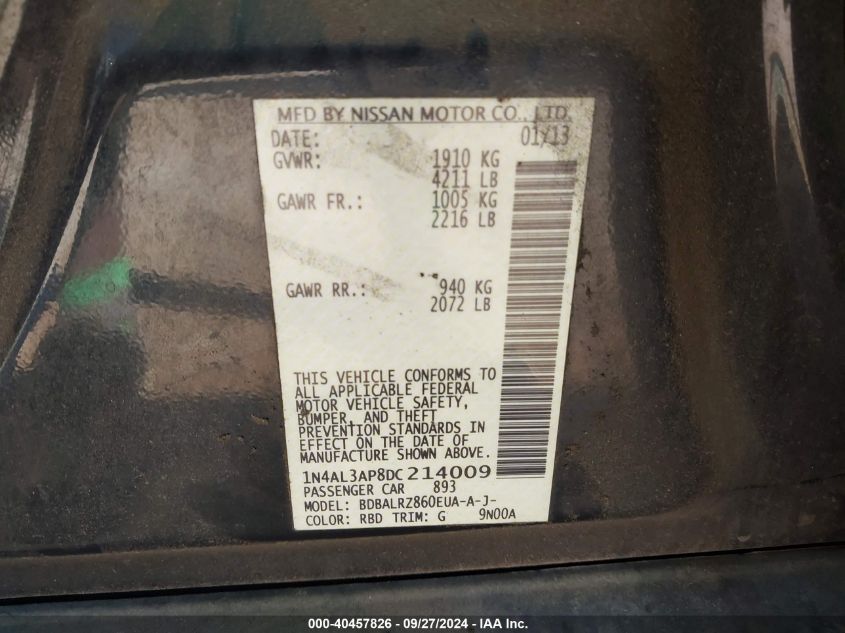 1N4AL3AP8DC214009 2013 Nissan Altima 2.5 S