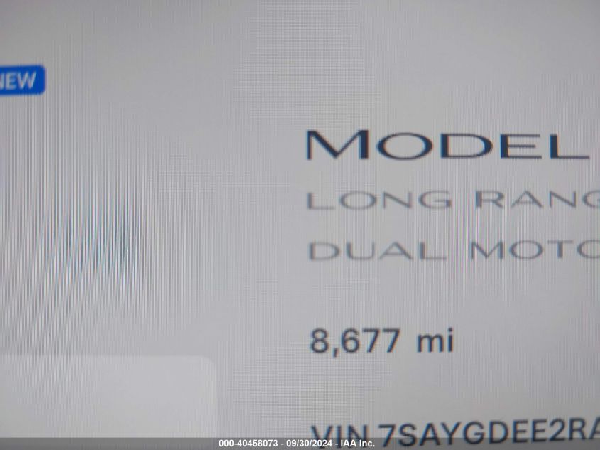 2024 Tesla Model Y Long Range Dual Motor All-Wheel Drive VIN: 7SAYGDEE2RA271473 Lot: 40458073