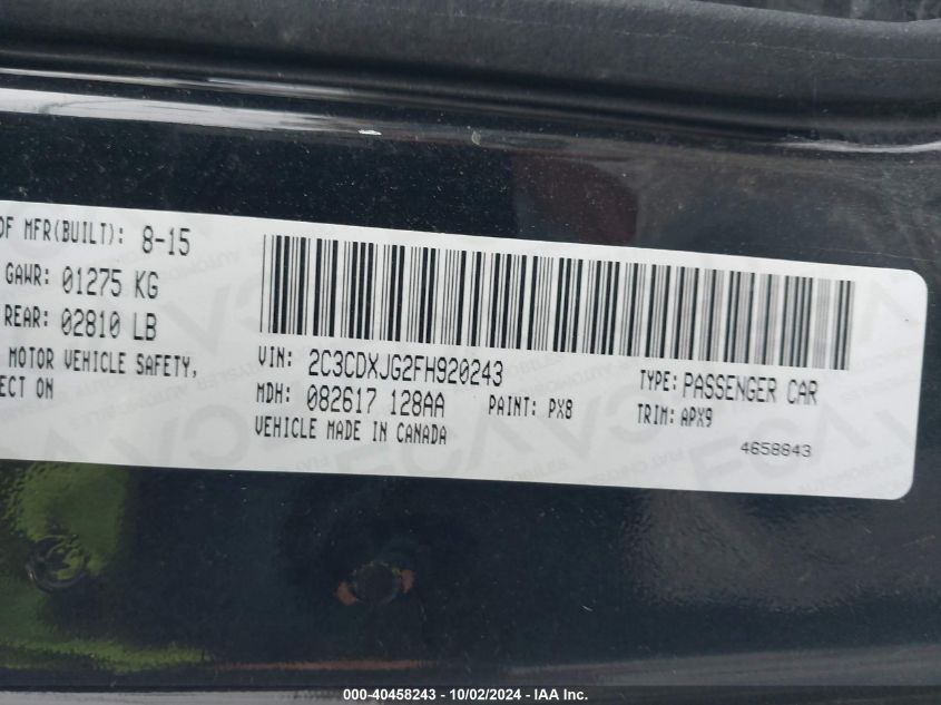 2C3CDXJG2FH920243 2015 Dodge Charger Sxt