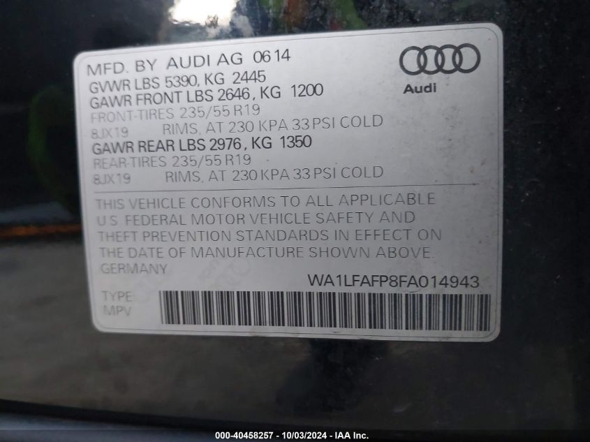 WA1LFAFP8FA014943 2015 Audi Q5 2.0T Premium