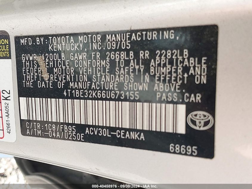 4T1BE32K66U673155 2006 Toyota Camry Le/Xle/Se