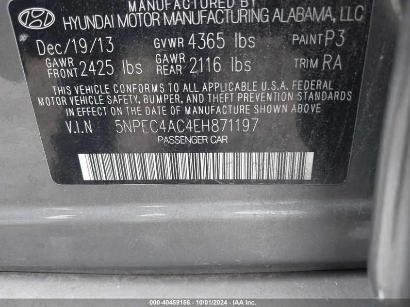 5NPEC4AC4EH871197 2014 Hyundai Sonata Se