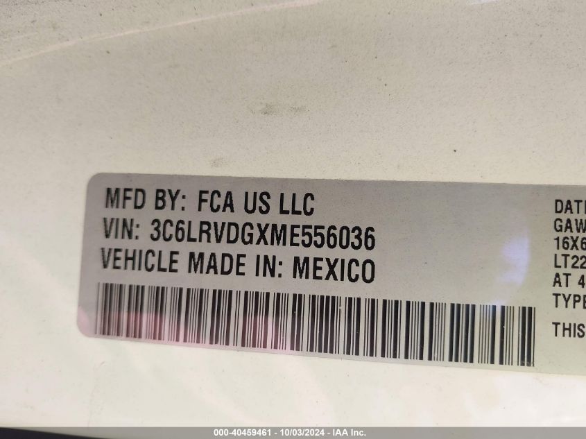 3C6LRVDGXME556036 2021 Ram Promaster 2500 High Roof 159 Wb