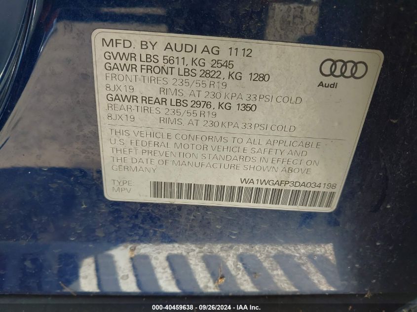 WA1WGAFP3DA034198 2013 Audi Q5 3.0T Premium Plus