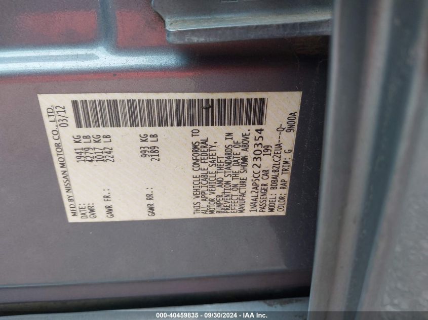 1N4AL2AP5CC230354 2012 Nissan Altima S