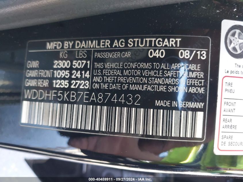 WDDHF5KB7EA874432 2014 Mercedes-Benz E 350