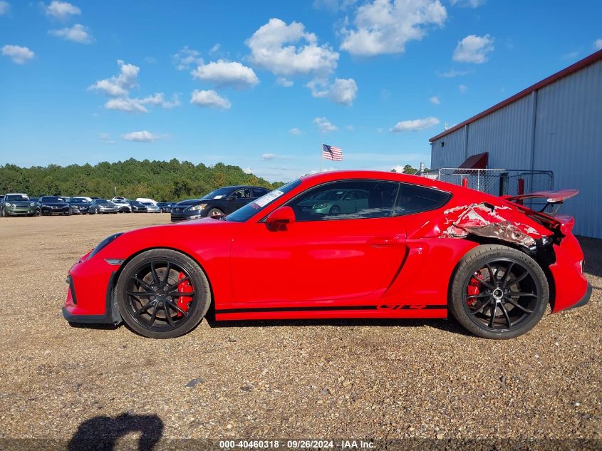 2016 Porsche Cayman Gt4 VIN: WP0AC2A87GK191832 Lot: 40460318