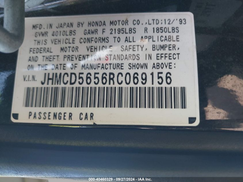 JHMCD5656RC069156 1994 Honda Accord Ex