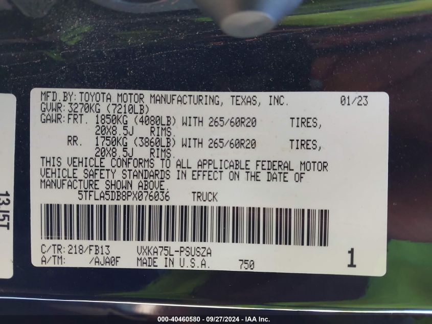 5TFLA5DB8PX076036 2023 Toyota Tundra Sr5