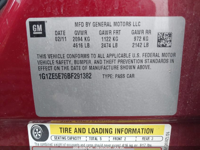 1G1ZE5E76BF291382 2011 Chevrolet Malibu Ltz