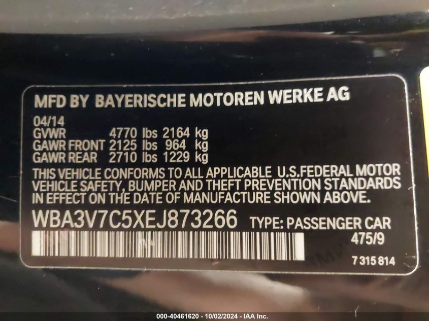 WBA3V7C5XEJ873266 2014 BMW 428I