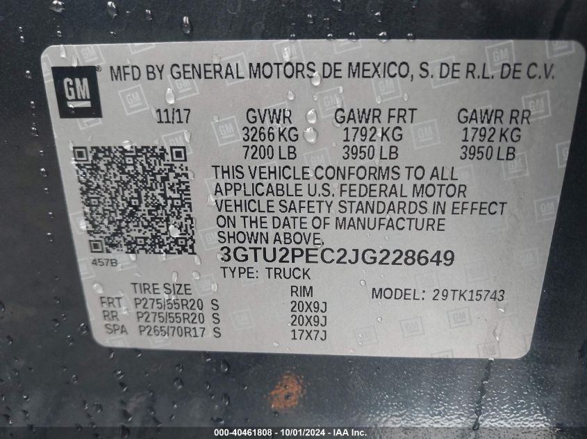 3GTU2PEC2JG228649 2018 GMC Sierra 1500 Denali