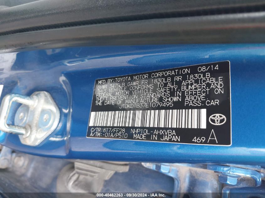 JTDKDTB37E1079495 2014 Toyota Prius C Two