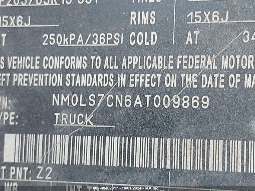 NM0LS7CN6AT009869 2010 Ford Transit Connect Xl