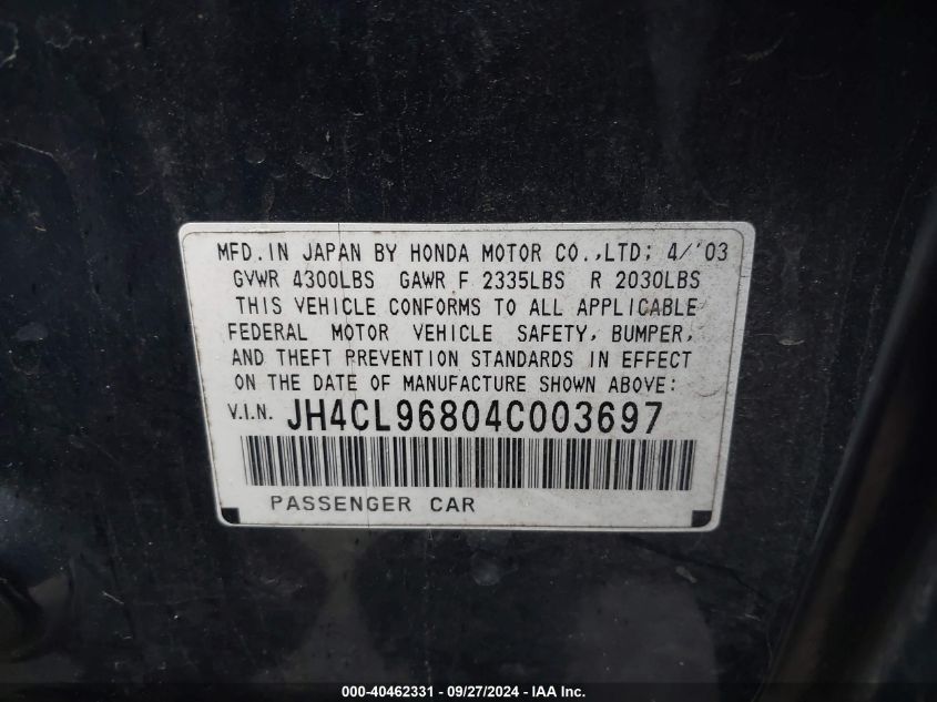 JH4CL96804C003697 2004 Acura Tsx