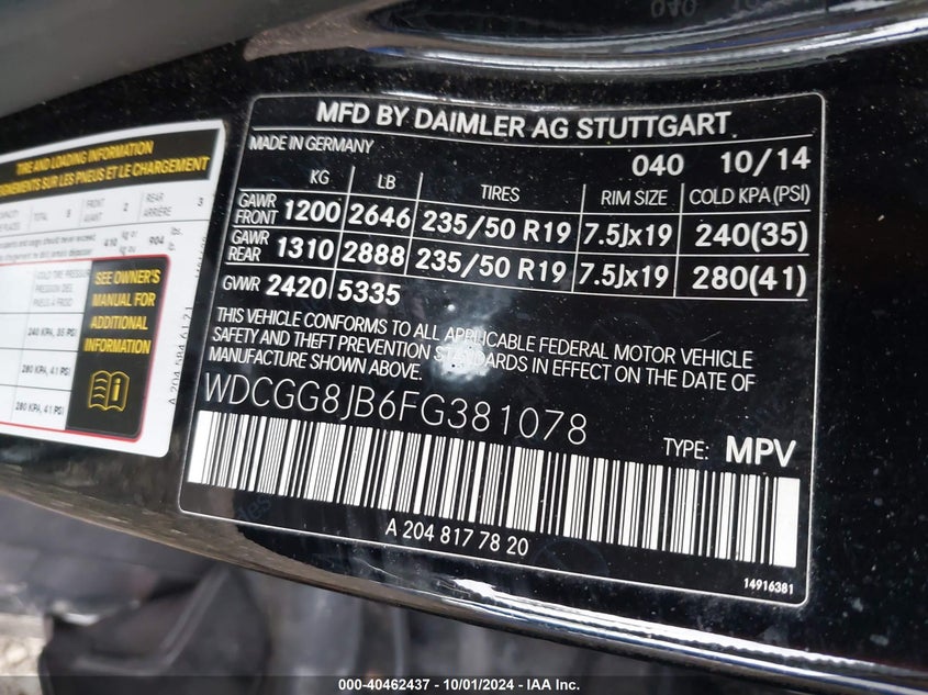 2015 MERCEDES-BENZ GLK 350 4MATIC - WDCGG8JB6FG381078