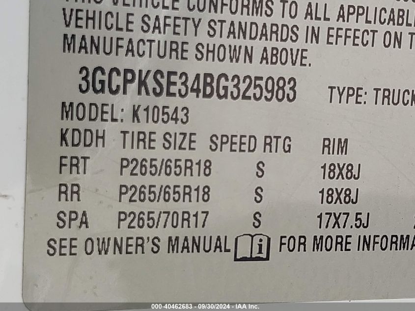 3GCPKSE34BG325983 2011 Chevrolet Silverado 1500 K1500 Lt