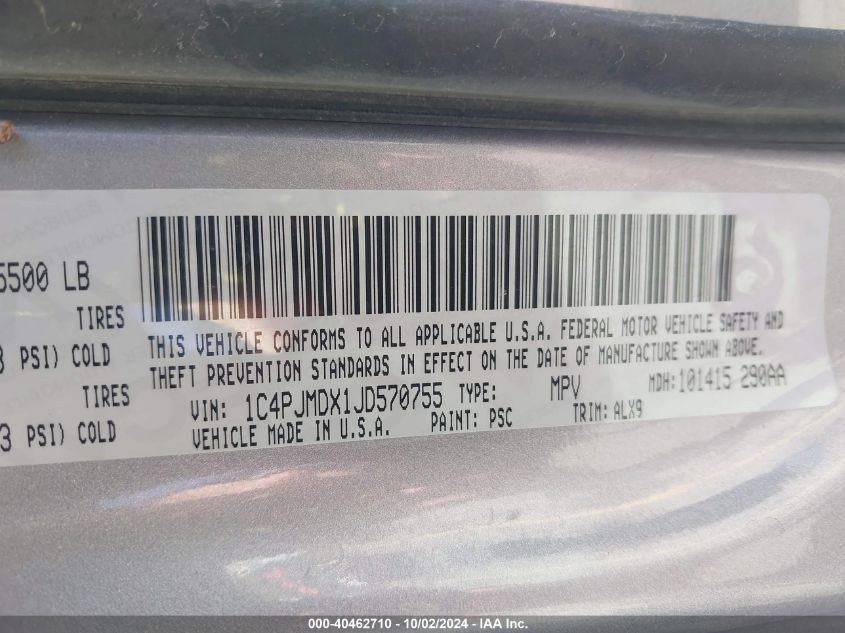 1C4PJMDX1JD570755 2018 Jeep Cherokee Limited 4X4