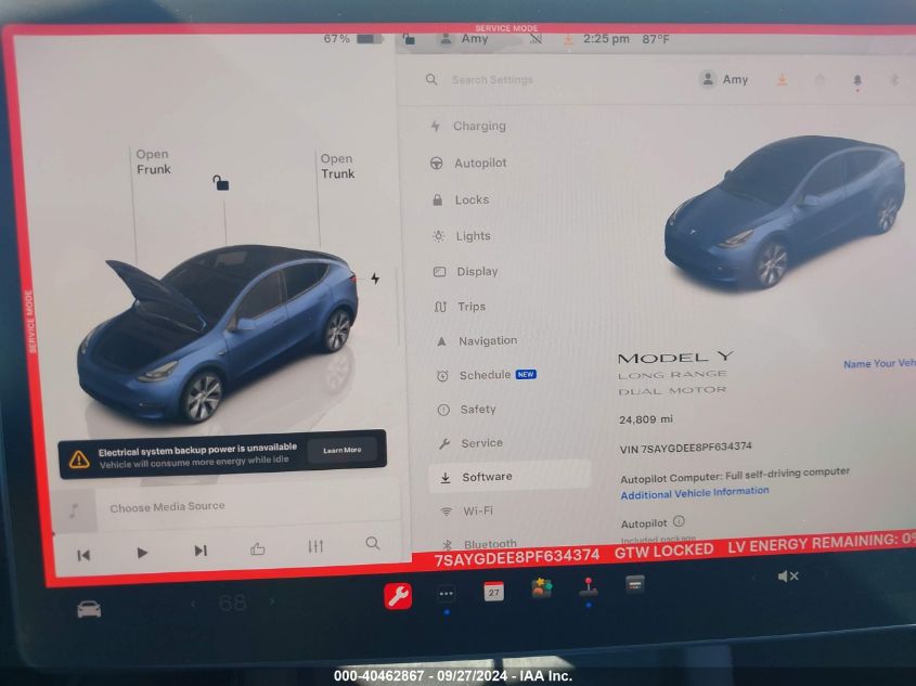 2023 Tesla Model Y Awd/Long Range Dual Motor All-Wheel Drive VIN: 7SAYGDEE8PF634374 Lot: 40462867