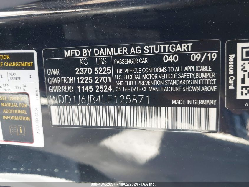 WDD1J6JB4LF125871 2020 Mercedes-Benz E 450 4Matic