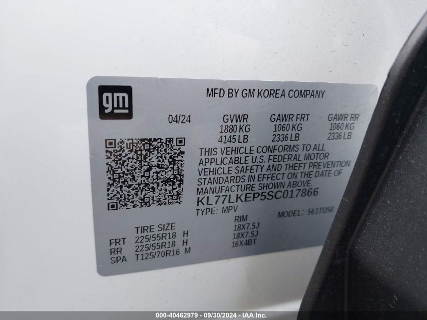 KL77LKEP5SC017866 2025 Chevrolet Trax Activ