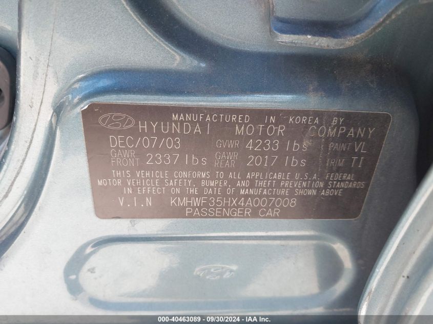 KMHWF35HX4A007008 2004 Hyundai Sonata Gls/Lx