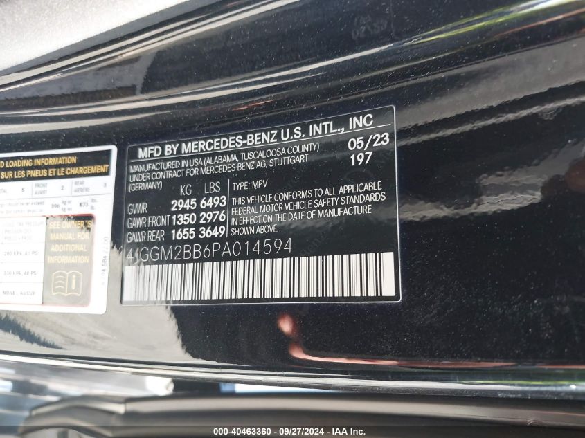 2023 Mercedes-Benz Eqe 350+ Suv VIN: 4JGGM2BB6PA014594 Lot: 40463360