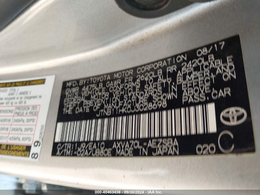 2018 TOYOTA CAMRY VIN: JTNB11HK0J3028698