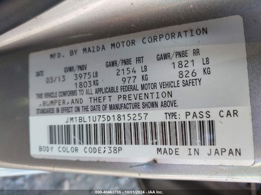 JM1BL1U75D1815257 2013 Mazda Mazda3 I Sport