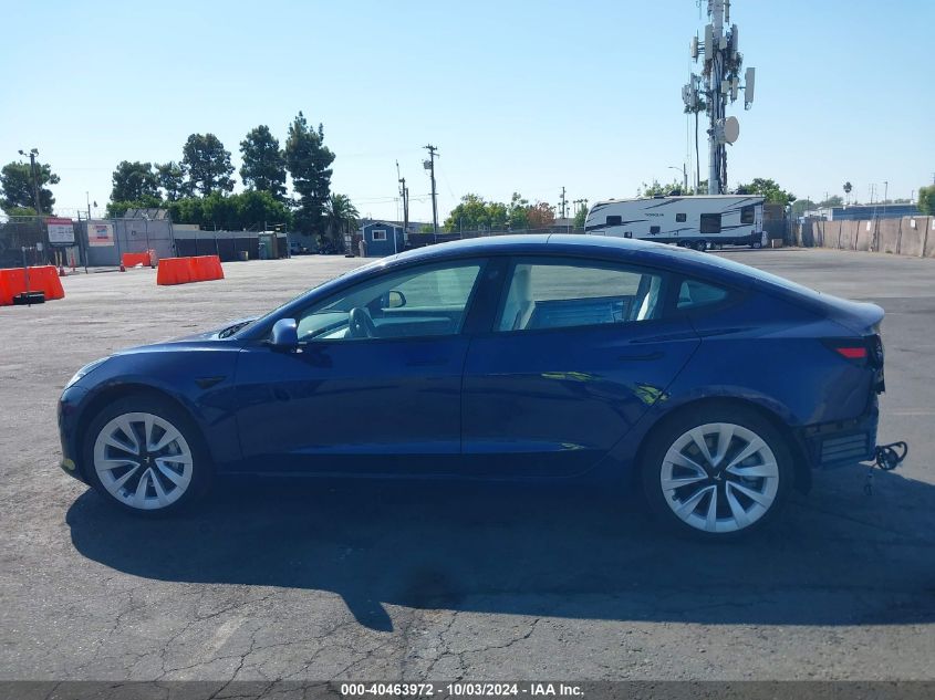 5YJ3E1EA7NF137998 2022 Tesla Model 3