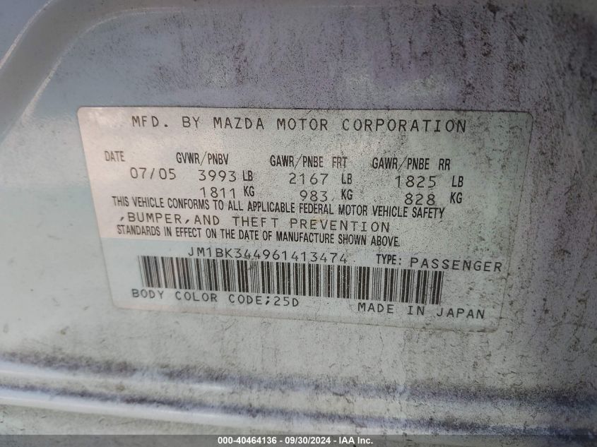 JM1BK344961413474 2006 Mazda Mazda3 S Grand Touring